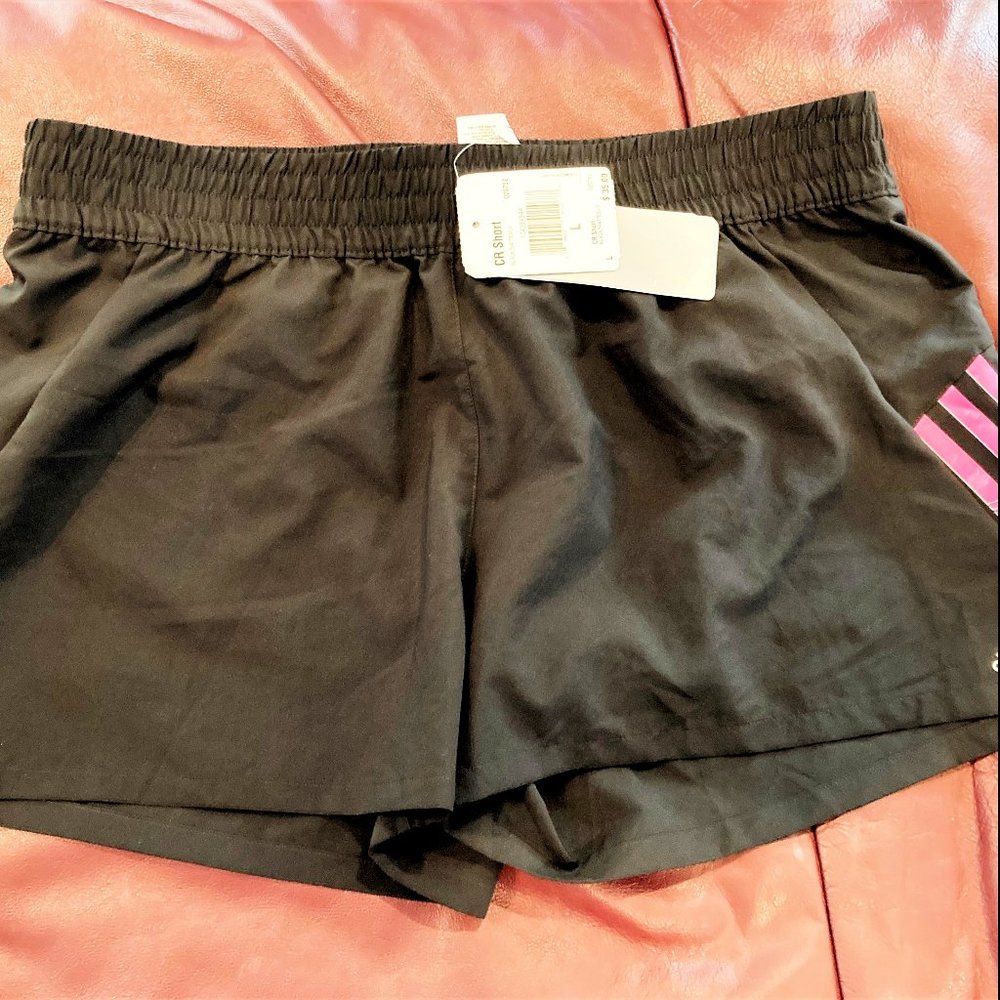 NWT Adidas running athletic shorts women L 020752 discount shipping black pink